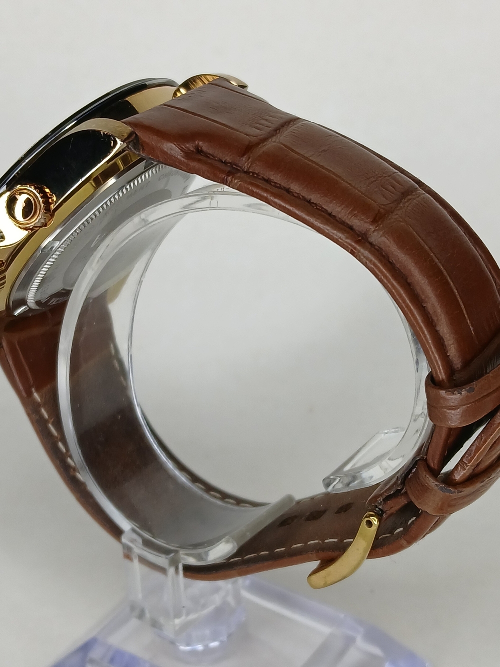 Invicta Speedway 10712 Gold Tone Brown Dial Chronograph Watch 200M Leather - Picture 5 of 10